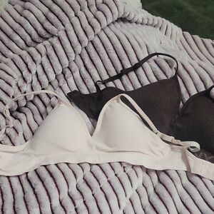 DKNY Cream and Brown Bra Set